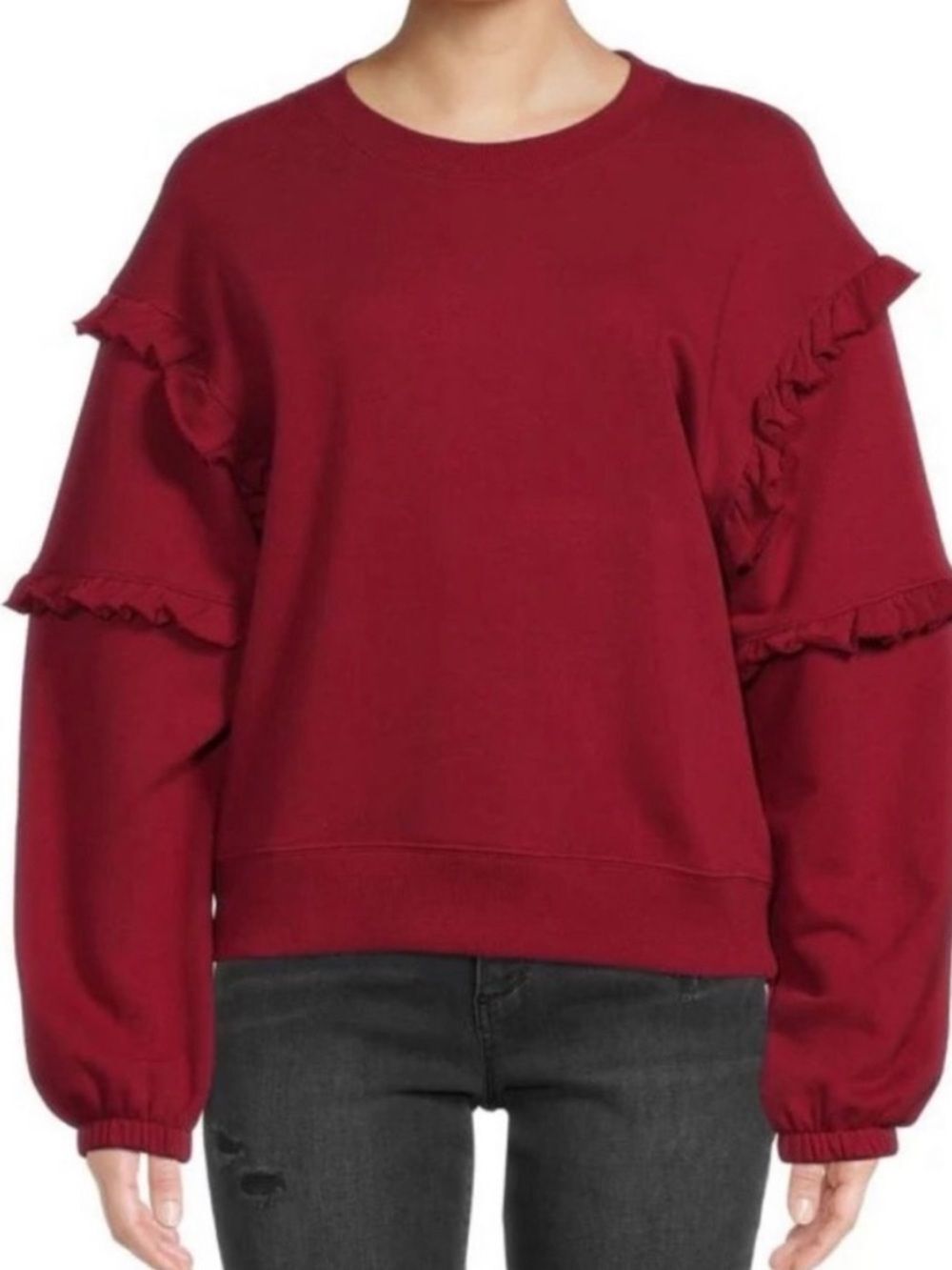 RebeccaโMinkoff Evelyn Sweatshirt Top Dark Red Size medium